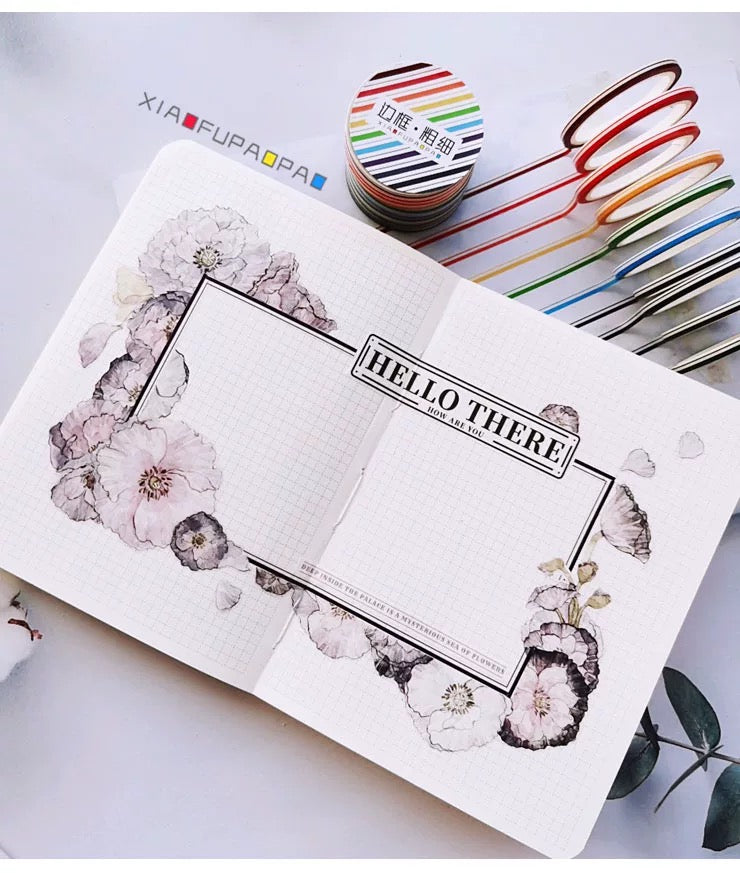Border Series Washi Tape – 10 Colors Set (6 Styles Available)