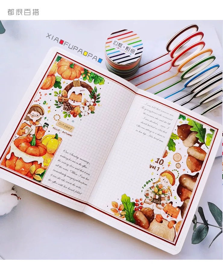 Border Series Washi Tape – 10 Colors Set (6 Styles Available)