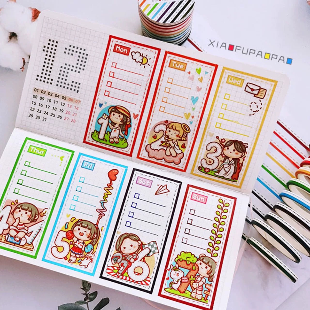Border Series Washi Tape – 10 Colors Set (6 Styles Available)