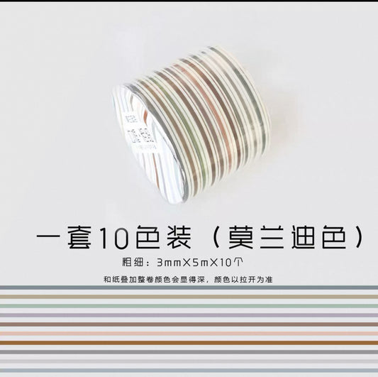 Border Series Washi Tape – 10 Colors Set (6 Styles Available)